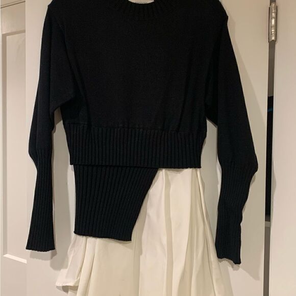 Avantlook Spliced Crewneck Sweater or Dress  - Blackwhite  size S - Picture 2 of 7